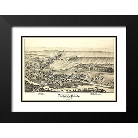 Peckville Pennsylvania - Fowler 1892 Black Modern Wood Framed Art Print with Double Matting by Fowler