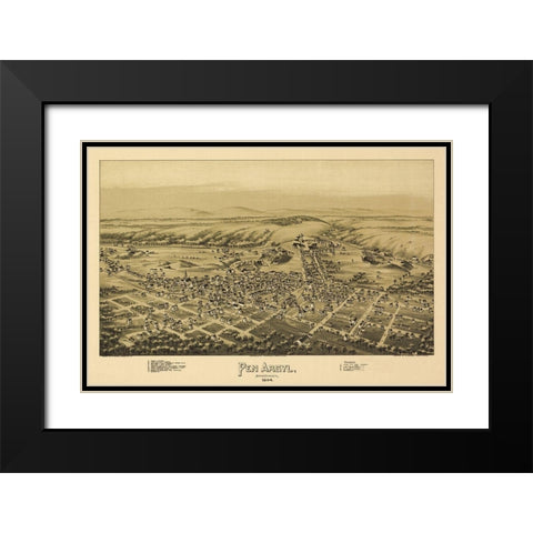 Pen Argyl Pennsylvania - Fowler 1894 Black Modern Wood Framed Art Print with Double Matting by Fowler
