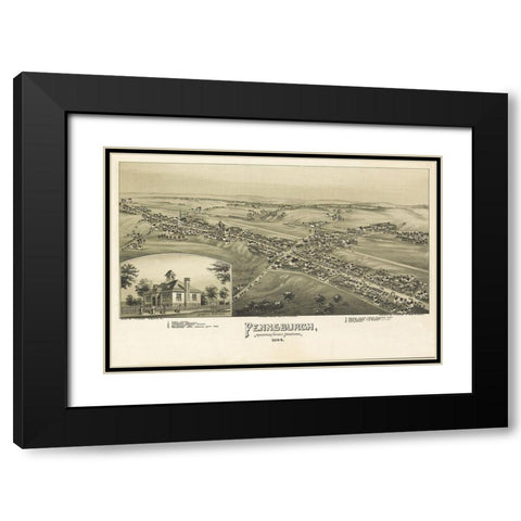 Pennsburg Pennsylvania - Fowler 1894 Black Modern Wood Framed Art Print with Double Matting by Fowler