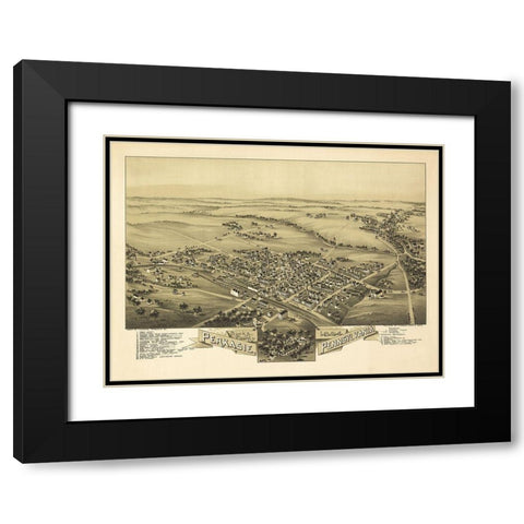 Perkasie Pennsylvania - Fowler 1894 Black Modern Wood Framed Art Print with Double Matting by Fowler