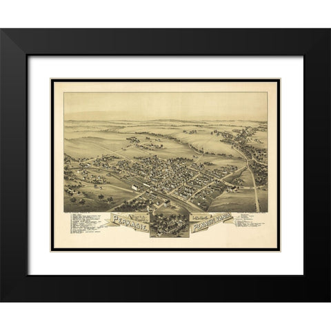 Perkasie Pennsylvania - Fowler 1894 Black Modern Wood Framed Art Print with Double Matting by Fowler