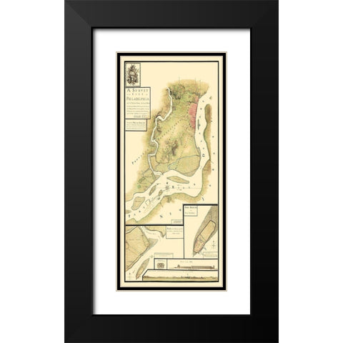 Philadelphia Pennsylvania Survey - Howe 1777 Black Modern Wood Framed Art Print with Double Matting by Howe