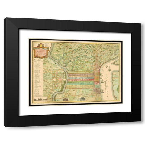 Philadelphia Pennsylvania Landowner - Varle 1802 Black Modern Wood Framed Art Print with Double Matting by Varle
