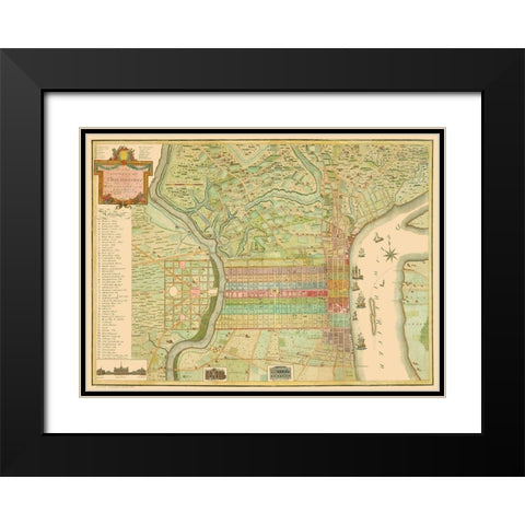Philadelphia Pennsylvania Landowner - Varle 1802 Black Modern Wood Framed Art Print with Double Matting by Varle