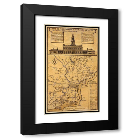 Philadelphia Pennsylvania Landowner - 1852 Black Modern Wood Framed Art Print with Double Matting by Skull