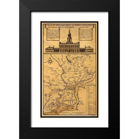 Philadelphia Pennsylvania Landowner - 1852 Black Modern Wood Framed Art Print with Double Matting by Skull
