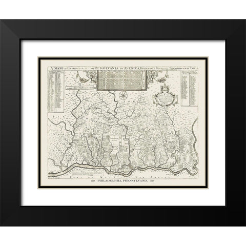 Philadelphia Pennsylvania - Holme 1687 Black Modern Wood Framed Art Print with Double Matting by Holme