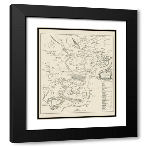 Philadelphia Pennsylvania Landowner - Scull 1753 Black Modern Wood Framed Art Print with Double Matting by Scull