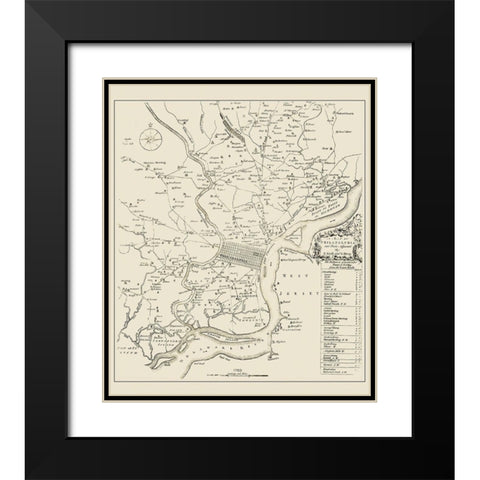 Philadelphia Pennsylvania Landowner - Scull 1753 Black Modern Wood Framed Art Print with Double Matting by Scull