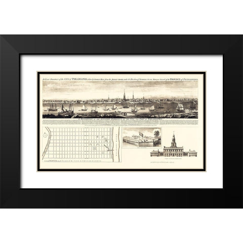 Philadelphia Pennsylvania - Jefferys 1756 Black Modern Wood Framed Art Print with Double Matting by Jefferys