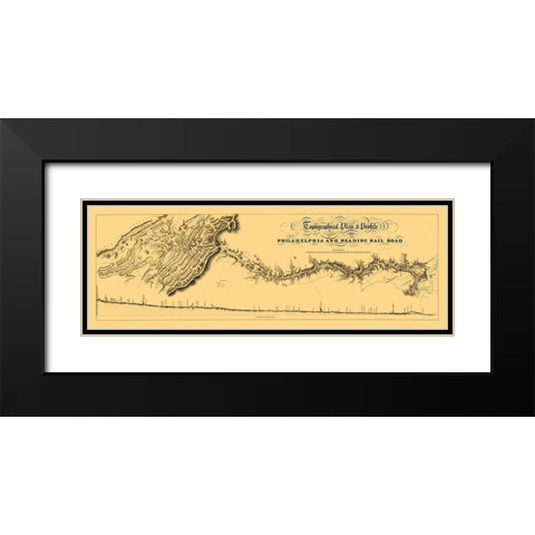 Philadelphia and Reading Railroad - Osborne 1838 Black Modern Wood Framed Art Print with Double Matting by Osborne