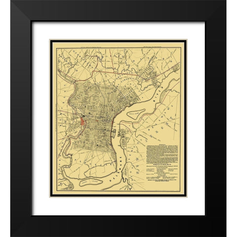 Philadelphia Railroad Plan 2 - Hoxsie 1858 Black Modern Wood Framed Art Print with Double Matting by Hoxsie