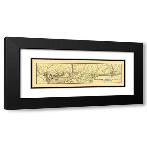 Philadelphia, Wilmington, Baltimore Railroad 1850 Black Modern Wood Framed Art Print with Double Matting by Larkin