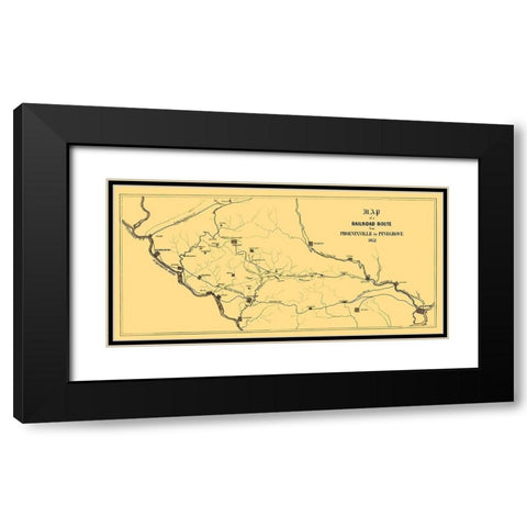 Phoenixville to Pinegrove Railroad Route - 1852 Black Modern Wood Framed Art Print with Double Matting by Unknown