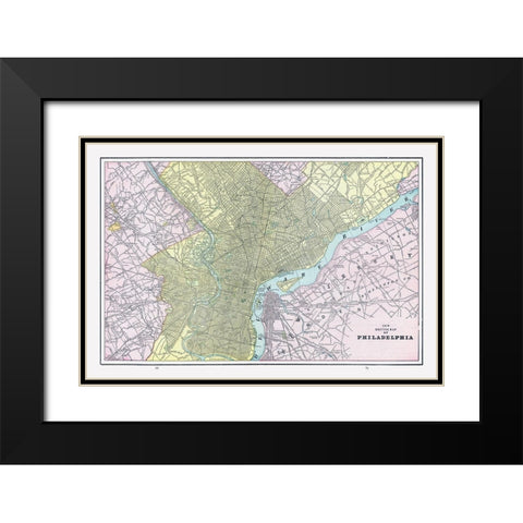 Philadelphia Pennsylvania - Cram 1892 Black Modern Wood Framed Art Print with Double Matting by Cram
