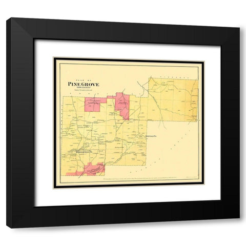 Pine Grove Pennsylvania Landowner - Beers 1865 Black Modern Wood Framed Art Print with Double Matting by Beers
