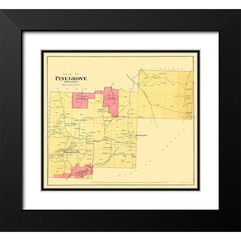 Pine Grove Pennsylvania Landowner - Beers 1865 Black Modern Wood Framed Art Print with Double Matting by Beers