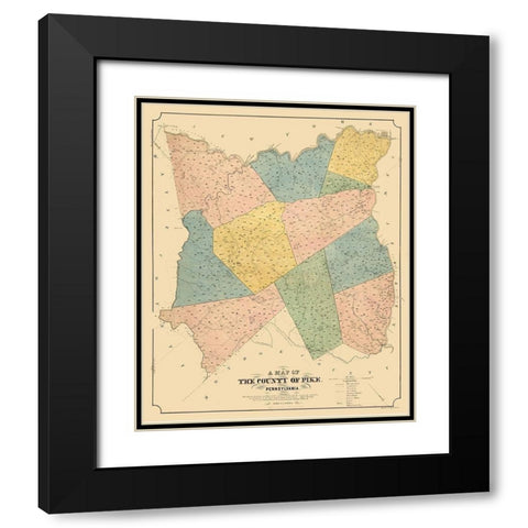 Pike County Pennsylvania - Cross 1856 Black Modern Wood Framed Art Print with Double Matting by Cross