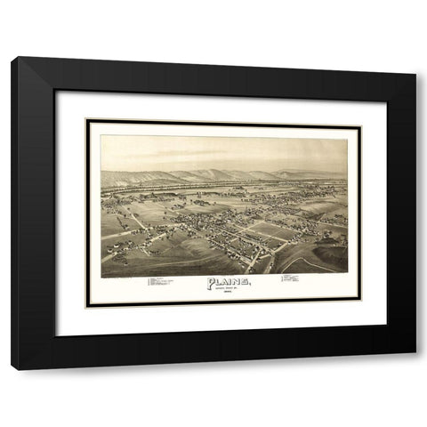 Plains Pennsylvania - Fowler 1892 Black Modern Wood Framed Art Print with Double Matting by Fowler