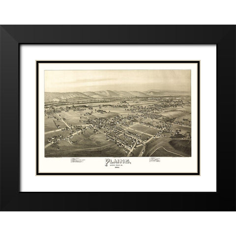 Plains Pennsylvania - Fowler 1892 Black Modern Wood Framed Art Print with Double Matting by Fowler