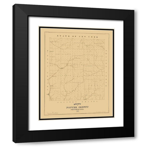 Potter County Pennsylvania - 1856 Black Modern Wood Framed Art Print with Double Matting by Unknown