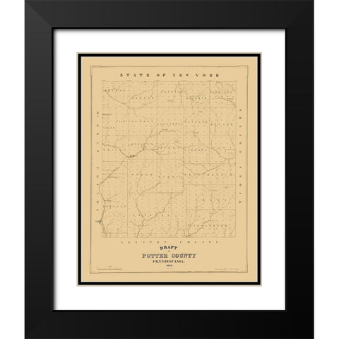 Potter County Pennsylvania - 1856 Black Modern Wood Framed Art Print with Double Matting by Unknown