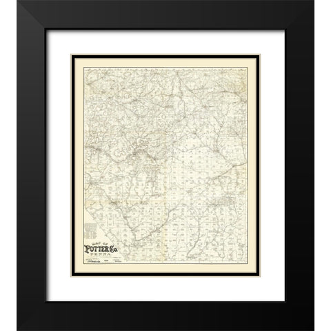 Potter County Pennsylvania - Beers 1893 Black Modern Wood Framed Art Print with Double Matting by Beers