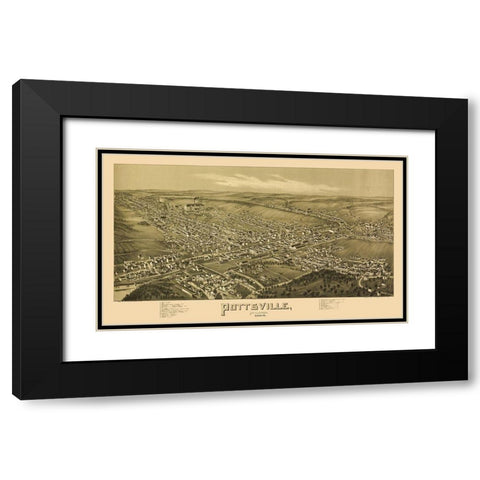 Pottsville Pennsylvania - Fowler 1889 Black Modern Wood Framed Art Print with Double Matting by Fowler