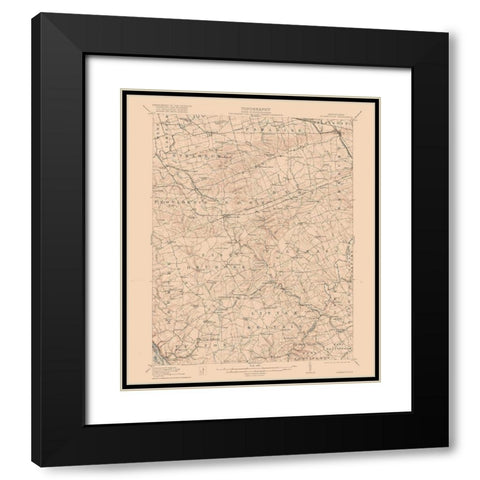 Quarryville Pennsylvania Quad - USGS 1912 Black Modern Wood Framed Art Print with Double Matting by USGS