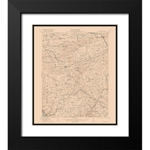 Quarryville Pennsylvania Quad - USGS 1912 Black Modern Wood Framed Art Print with Double Matting by USGS