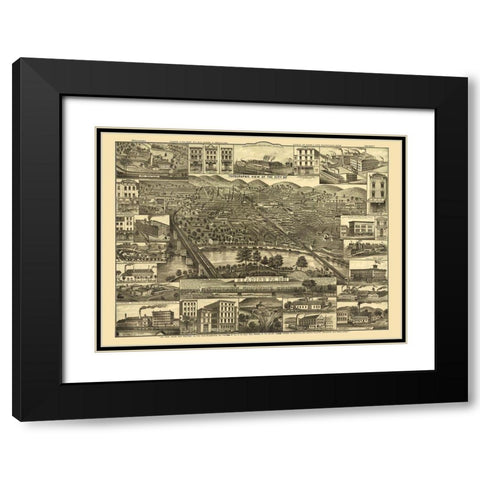 Reading Pennsylvania -1881 Black Modern Wood Framed Art Print with Double Matting by Unknown