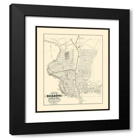 Reading Pennsylvania - Boyd 1877 Black Modern Wood Framed Art Print with Double Matting by Boyd