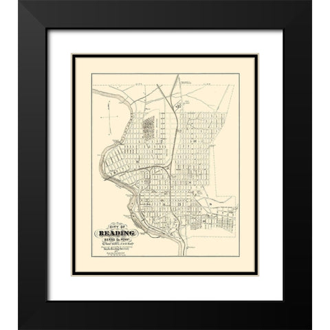 Reading Pennsylvania - Boyd 1877 Black Modern Wood Framed Art Print with Double Matting by Boyd
