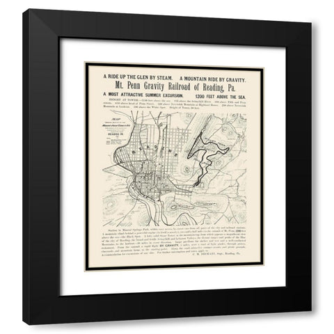 Reading Pennsylvania -1890 Black Modern Wood Framed Art Print with Double Matting by Unknown