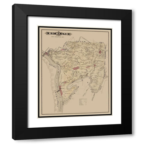 Richland Pennsylvania Landowner - Caldwell 1877 Black Modern Wood Framed Art Print with Double Matting by Caldwell