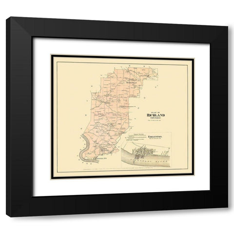 Richland Pennsylvania Landowner - Beers 1865 Black Modern Wood Framed Art Print with Double Matting by Beers