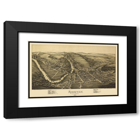 Ridgway Pennsylvania - Fowler 1895 Black Modern Wood Framed Art Print with Double Matting by Fowler