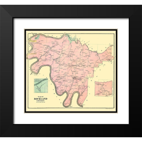Rockland Pennsylvania Landowner - Mayer 1865 Black Modern Wood Framed Art Print with Double Matting by Mayer
