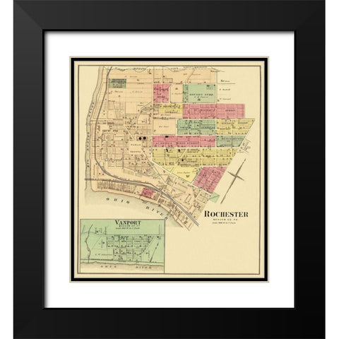 Rochester, Vanport Pennsylvania Landowner Black Modern Wood Framed Art Print with Double Matting by Hayes
