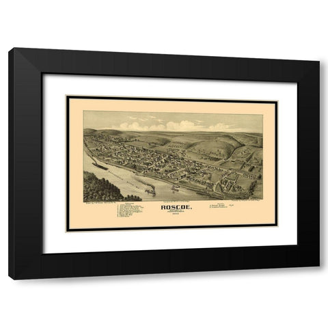 Roscoe Pennsylvania - Fowler 1902 Black Modern Wood Framed Art Print with Double Matting by Fowler