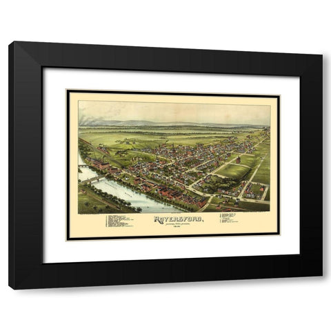 Royersford Pennsylvania - Fowler 1893 Black Modern Wood Framed Art Print with Double Matting by Fowler