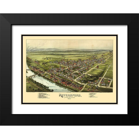Royersford Pennsylvania - Fowler 1893 Black Modern Wood Framed Art Print with Double Matting by Fowler