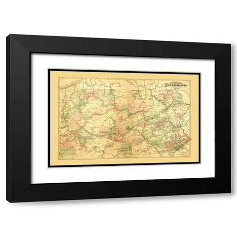 Pennsylvania Railways - Caldwell 1877 Black Modern Wood Framed Art Print with Double Matting by Caldwell