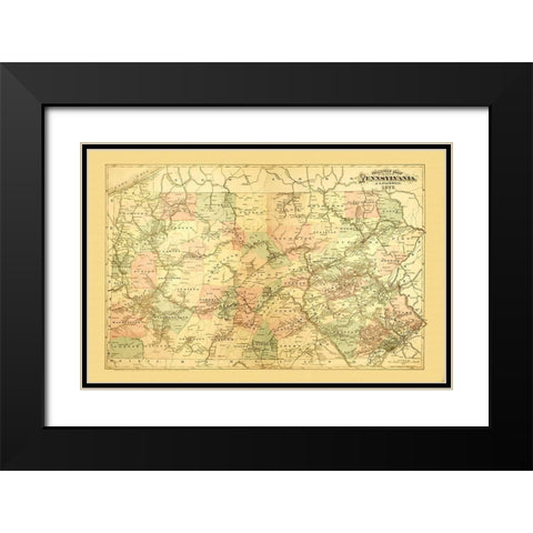 Pennsylvania Railways - Caldwell 1877 Black Modern Wood Framed Art Print with Double Matting by Caldwell