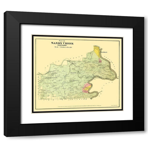 Sandy Creek Pennsylvania Landowner - Beers 1865 Black Modern Wood Framed Art Print with Double Matting by Beers