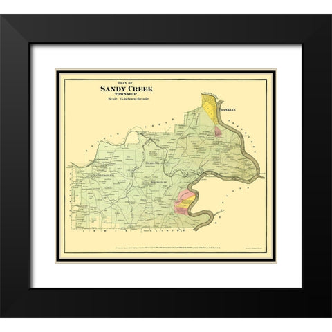 Sandy Creek Pennsylvania Landowner - Beers 1865 Black Modern Wood Framed Art Print with Double Matting by Beers