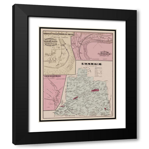 Salem Pennsylvania Landowner - Caldwell 1877 Black Modern Wood Framed Art Print with Double Matting by Caldwell