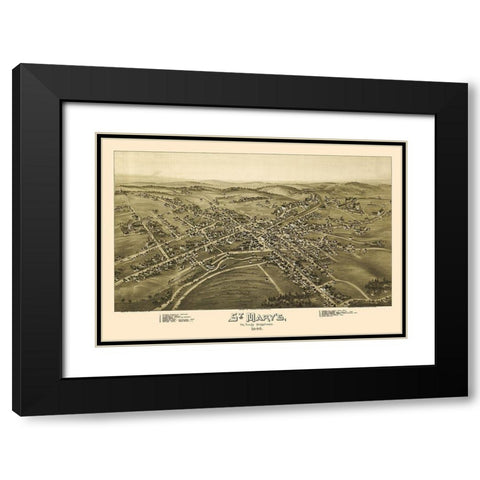 Saint Marys Pennsylvania - Fowler 1895 Black Modern Wood Framed Art Print with Double Matting by Fowler