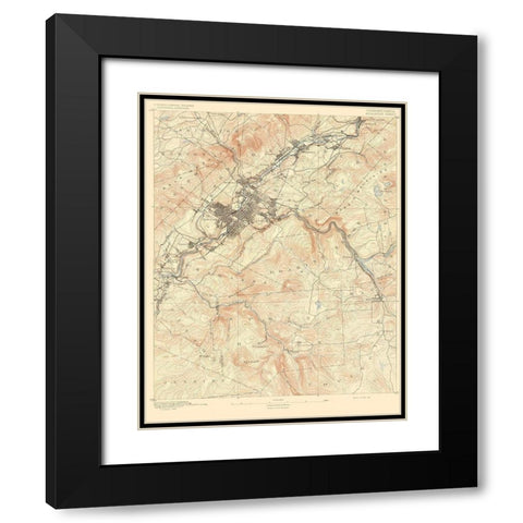 Scranton Pennsylvania Sheet - USGS 1891 Black Modern Wood Framed Art Print with Double Matting by USGS
