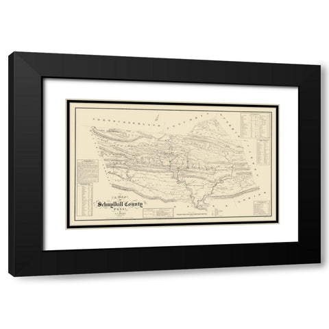 Schuylkill County Pennsylvania - Sheafer 1855 Black Modern Wood Framed Art Print with Double Matting by Sheafer